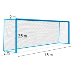 Fotbalová síť 2,5 mm/#100 mm. Rozměry 7,5x2,5x2x2 m